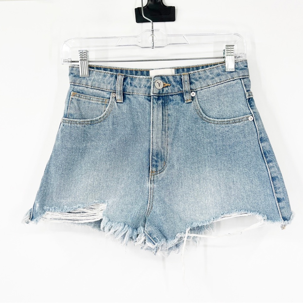 Abrand A High Rise Relaxed Denim Shorts Distressed